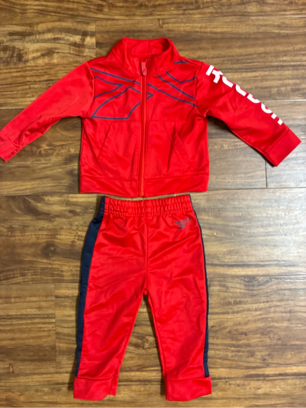 Reebok Red Kids Track Jacket and Pants Set with Navy Accents